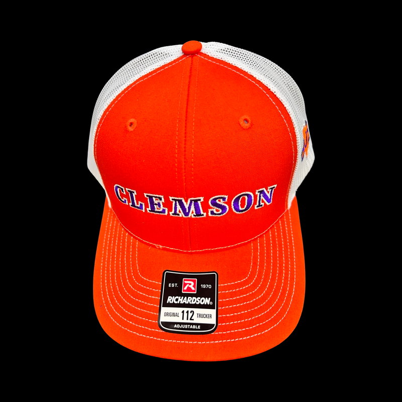 803 Richardson Clemson Orange White Script Trucker Hat