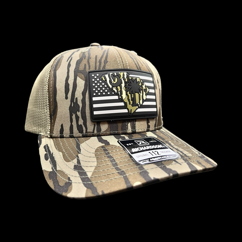 803 Richardson Bottomland Camo Performance PVC Patch Trucker Hat