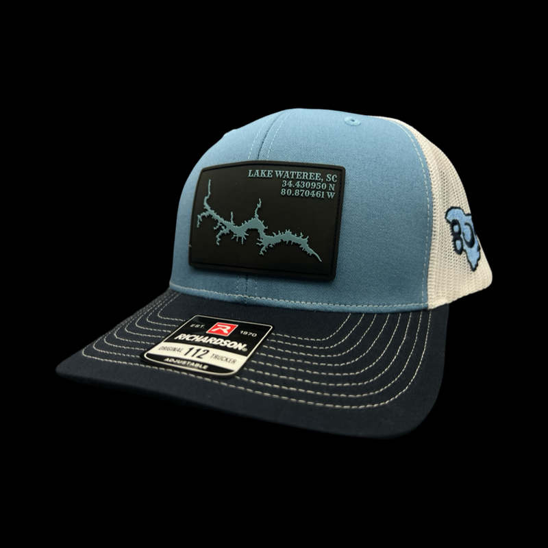 Richardson Lake Wateree Peformance PVC Patch Navy Light Blue Trucker Hat