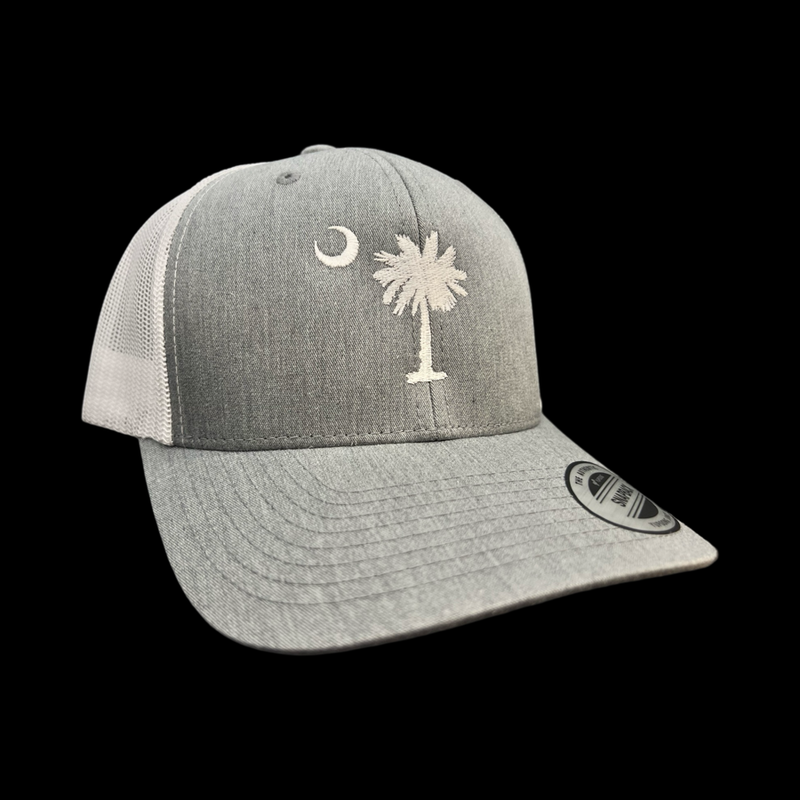 Yupoong 1776 Palmetto Moon Heather Grey White Trucker Hat