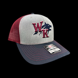 PRE-SALE: Richardson Navy Heather Maroon 3D Trucker Hat -  White Knoll Youth Football and Cheer Fundraiser