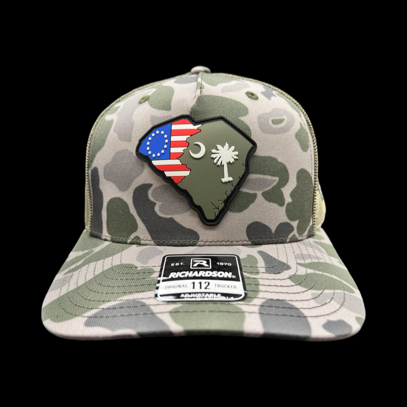 843 Richardson Marsh Duck Camo Betsy Ross Performance PVC Trucker