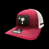 Richardson Garnet White Palmetto Moon Black Performance PVC Patch Trucker Hat