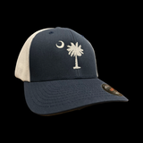 Flexfit 1776 Navy White Palmetto Moon Fitted Trucker Hat