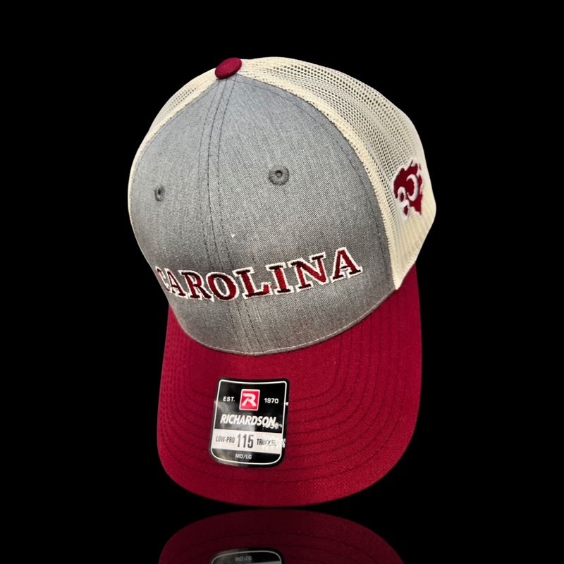 Richardson 115 Low Profile Carolina Garnet Heather Birch Trucker Hat