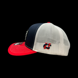 Richardson 112 Hometown Georgia Baseball Red Navy Performance Trucker Hat