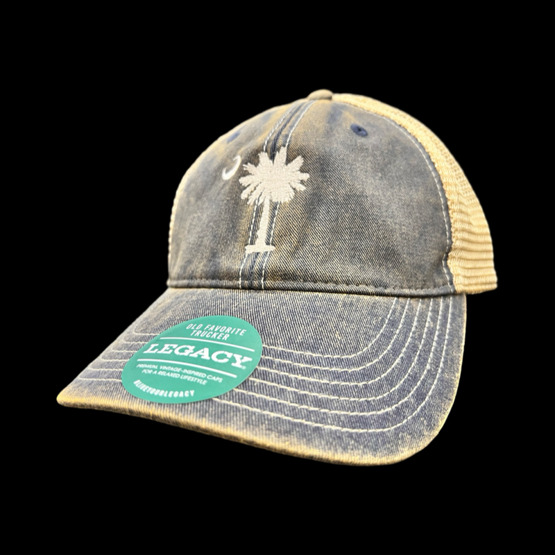 1776 Legacy Navy Khaki Palmetto Moon Relaxed Trucker Hat