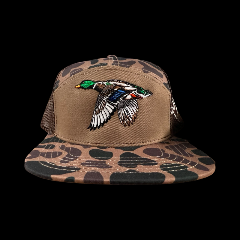 803 Lost Duck Oldscool Chocolate Camo 7 Panel Flatbill Hat