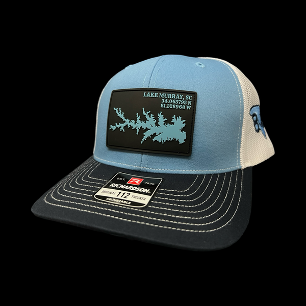 Richardson Lake Murray Peformance PVC Patch Navy Light Blue Trucker Hat