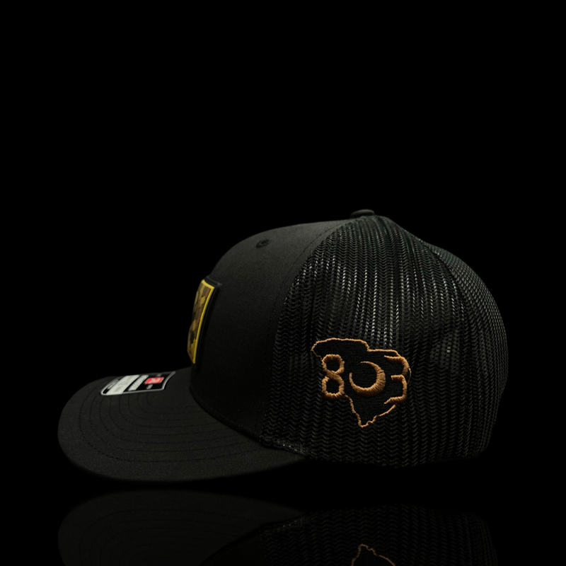 803 Oldscool Camo Antlers Performance Patch Trucker Hat