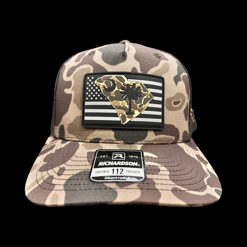 803 Richardson Bark Brown Duck Camo VBW Performance PVC Patch Trucker