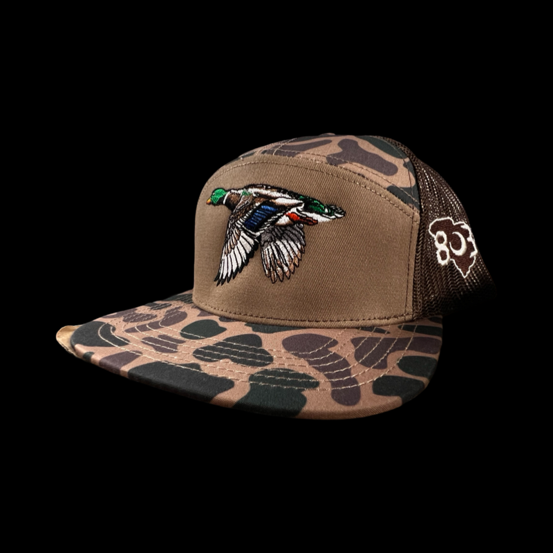 803 Lost Duck Oldscool Chocolate Camo 7 Panel Flatbill Hat