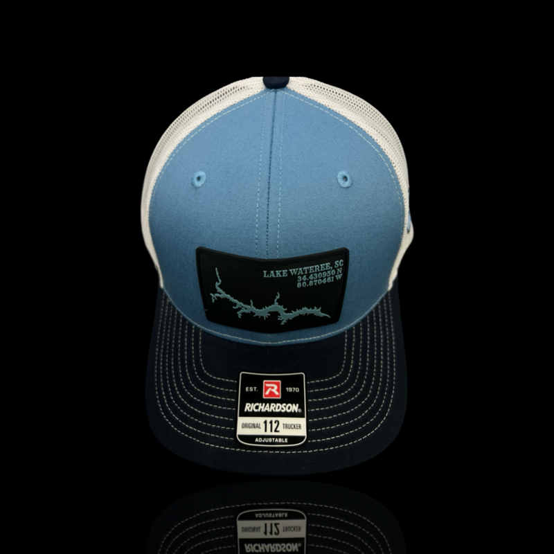 Richardson Lake Wateree Peformance PVC Patch Navy Light Blue Trucker Hat