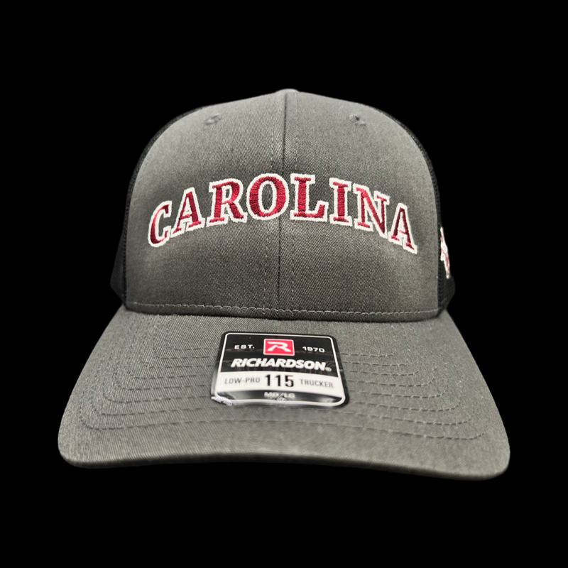 803 Richardson Carolina Charcoal Black Low Profile Trucker Hat