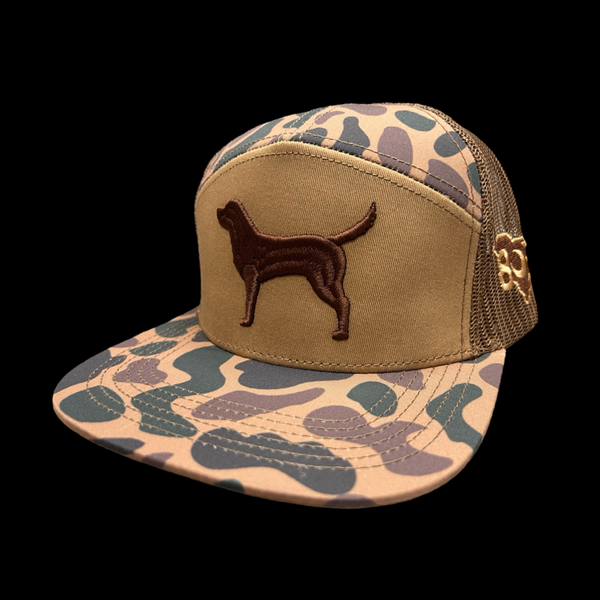 803 3D Lost Dog Oldscool Camo 7 Panel Flatbill Hat