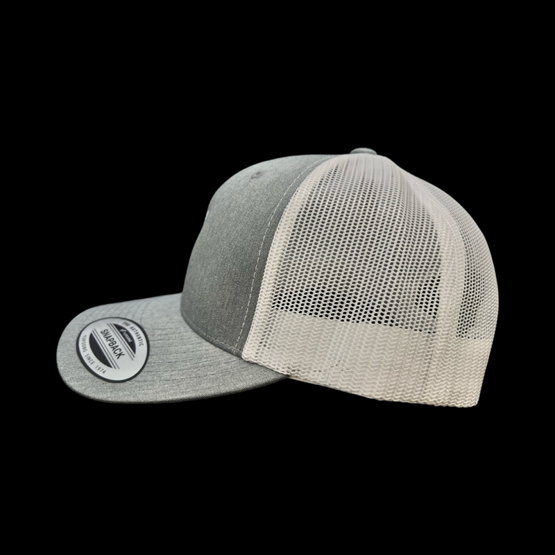 Yupoong 1776 Palmetto Moon Heather Grey White Trucker Hat