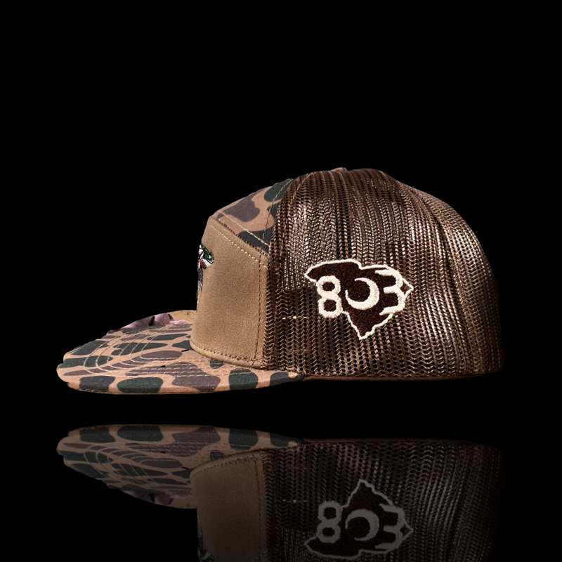 803 Lost Duck Oldscool Chocolate Camo 7 Panel Flatbill Hat