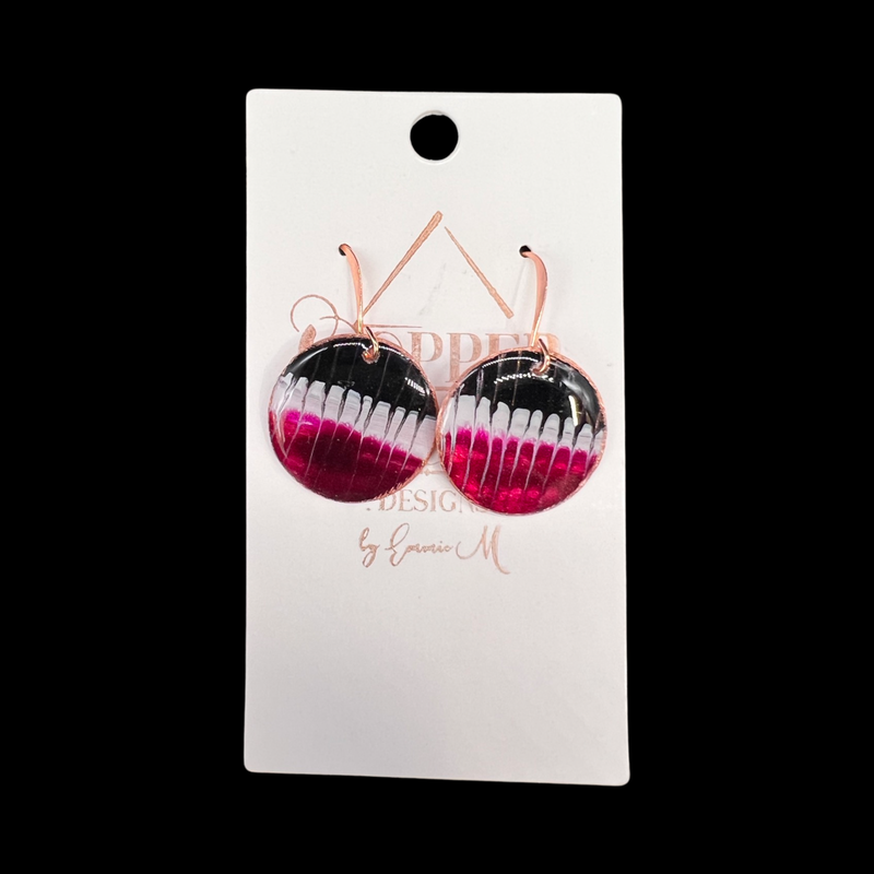 Garnet White Black Recycled Copper Earrings