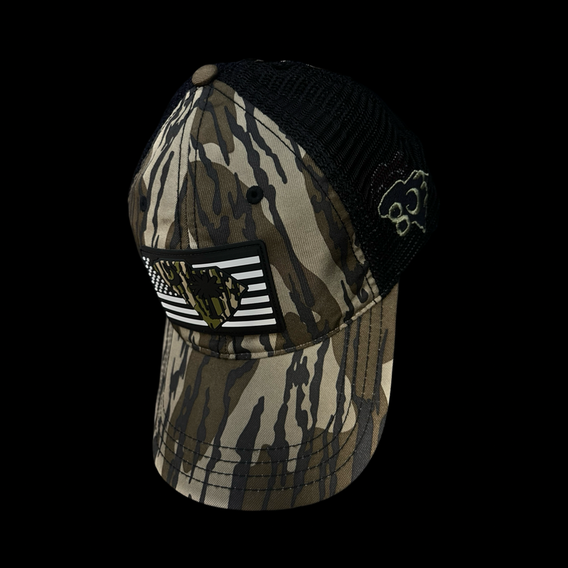 803 Richardson Bottomland Camo Performance PVC Patch Relaxed Trucker Hat