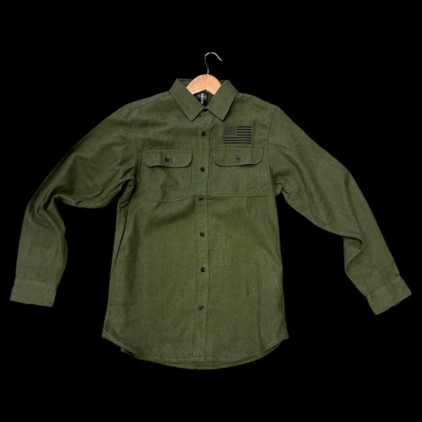 Military Olive Old Glory Flannel