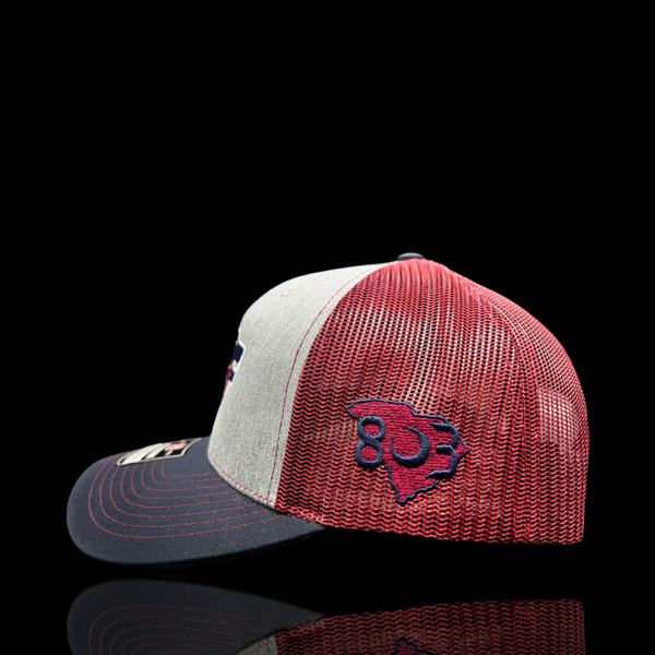 PRE-SALE: Richardson Navy Heather Maroon 3D Trucker Hat -  White Knoll Youth Football and Cheer Fundraiser