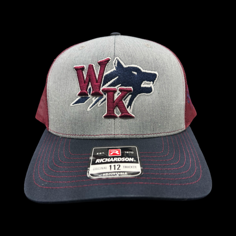 White Knoll Timberwolves 803 Special Edition Navy Heather Maroon Trucker Hat