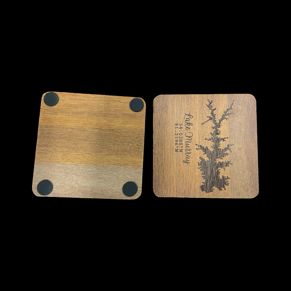 Lake Murray 4" Acacia Wood Coaster Set