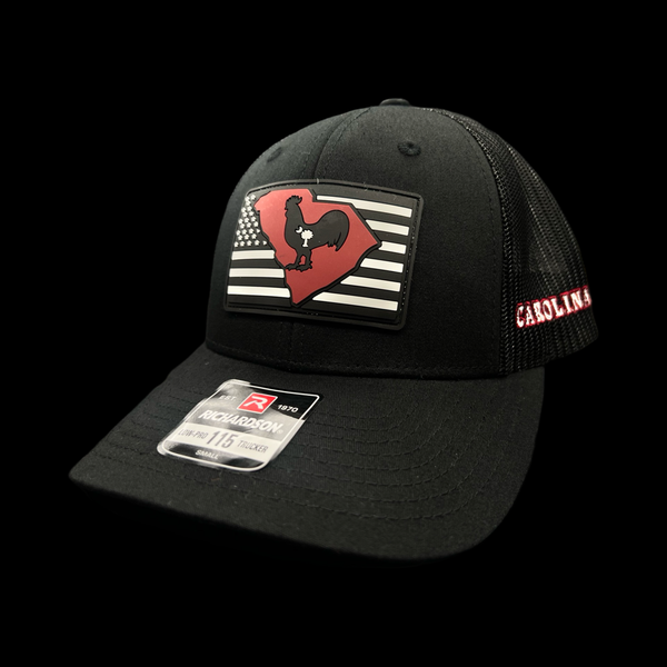 Richardson 115 Snap Hometown Rooster Black Performance Low Profile Trucker Hat