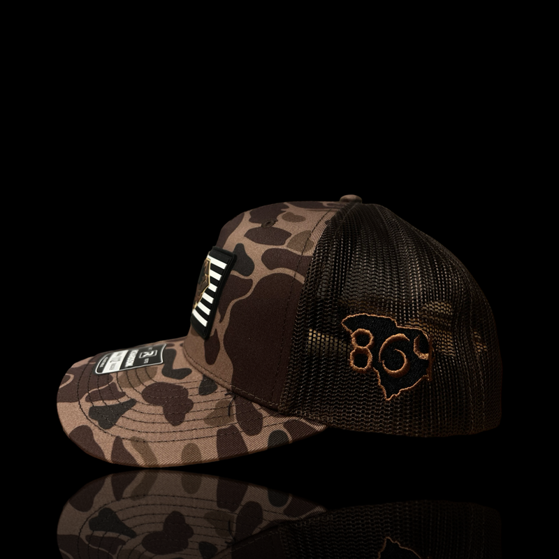 864 Richardson Brown Duck Camo VBW Performance PVC Patch Trucker