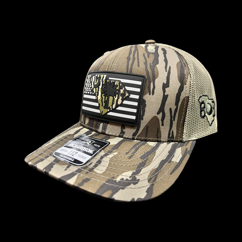 803 Richardson Bottomland Camo Performance PVC Patch Trucker Hat