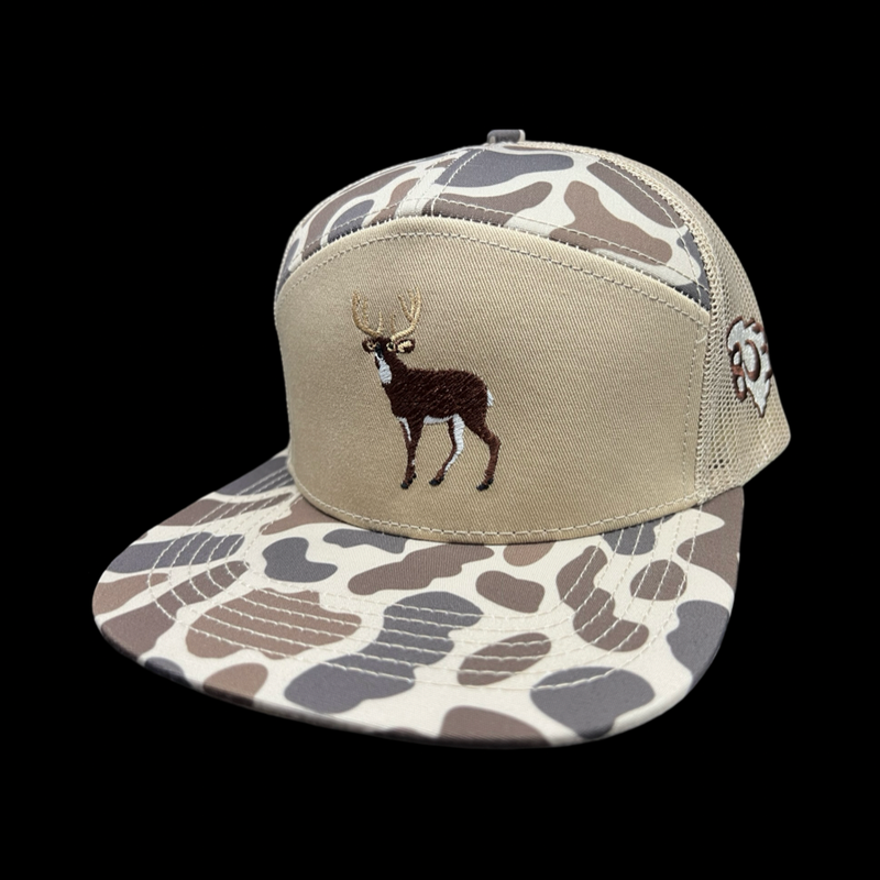 803 Lost Deer Balsa Oldscool Camo 7 Panel Flatbill Hat