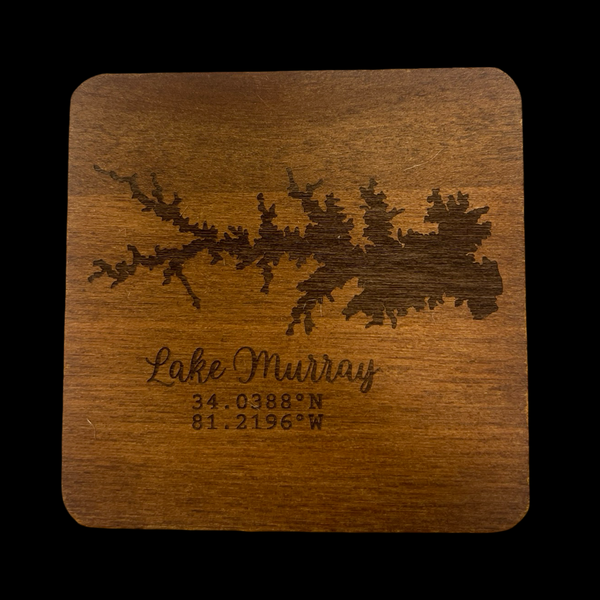 Lake Murray 4" Acacia Wood Coaster Set