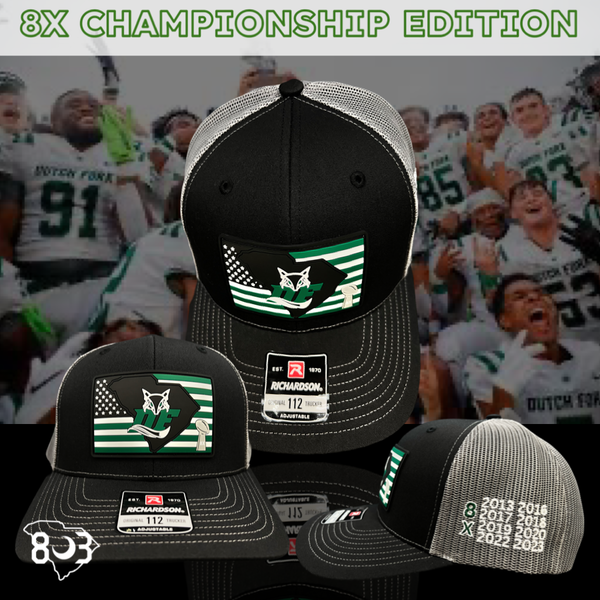 803 Dutch Fork 8X Champion Black Steel Trucker Hat