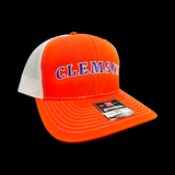 803 Richardson Clemson Orange White Script Trucker Hat