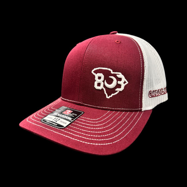 803 Richardson Offset Carolina Garnet White Trucker Hat