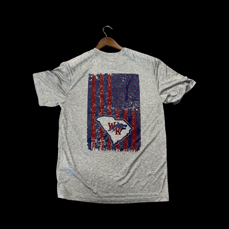 T-Wolves 803 Special Edition Unisex Performance Distressed Flag Tee - White Knoll Youth Football and Cheer Fundraiser