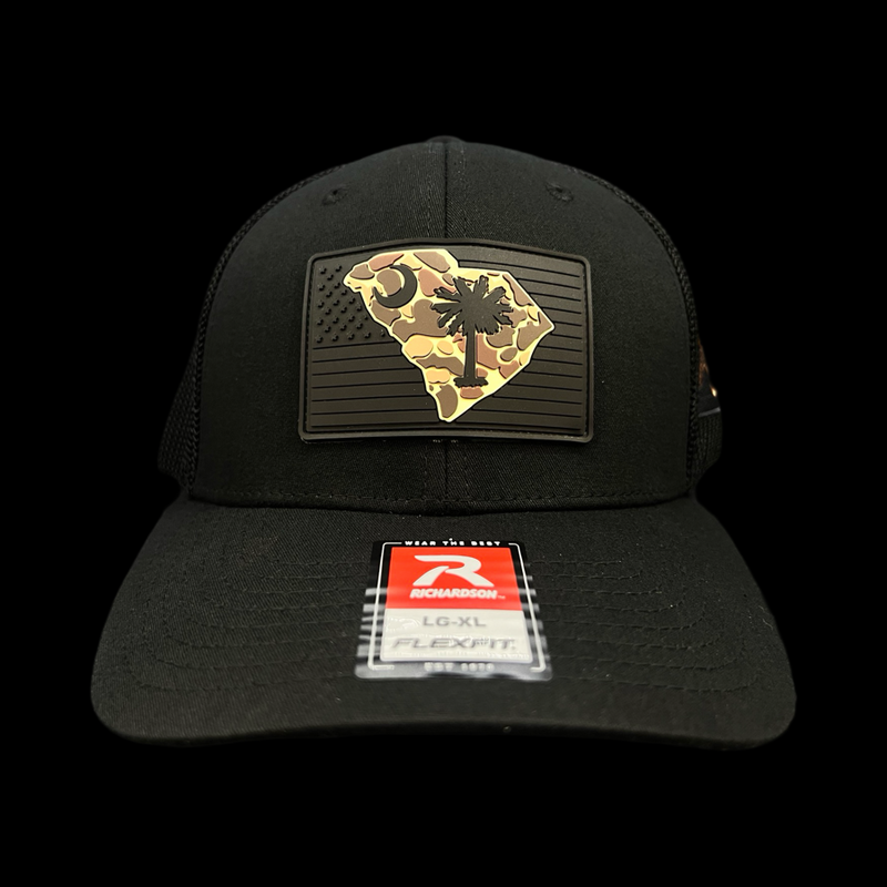 Richardson 843 Performance PVC Patch Black Duck Camo Fitted Mesh Trucker Hat