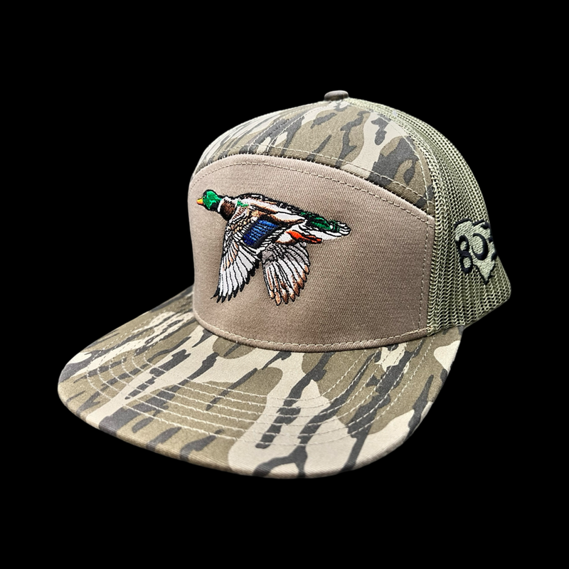 803 Lost Duck Bottomland 7 Panel Flat Bill Camo Hat