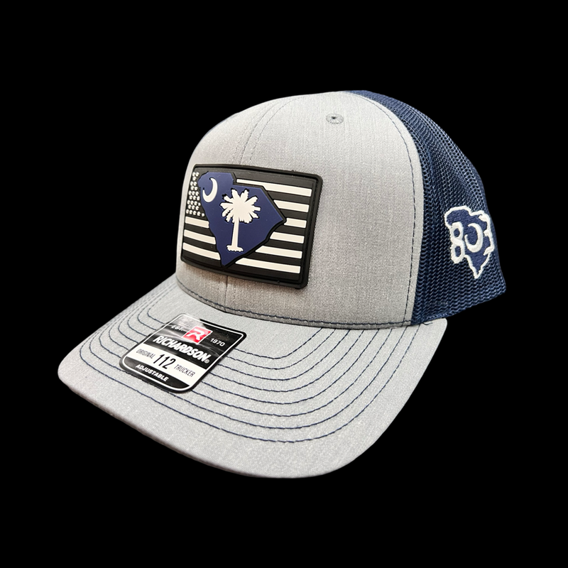 803 Richardson Heather Navy Performance PVC Trucker Hat