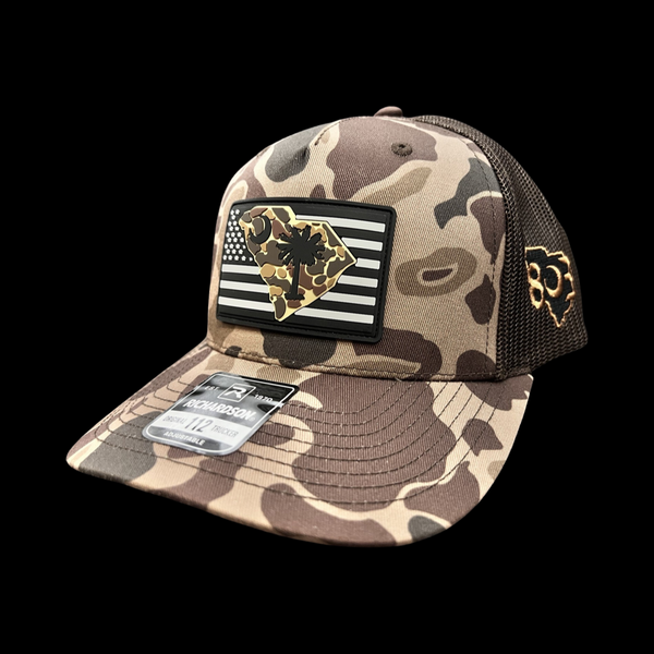 803 Richardson Bark Brown Duck Camo VBW Performance PVC Patch Trucker