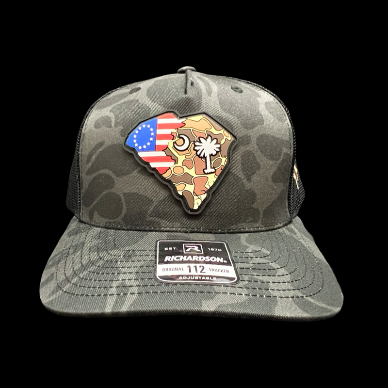 Richardson Black Duck Camo Betsy Ross Performance PVC Trucker Hat