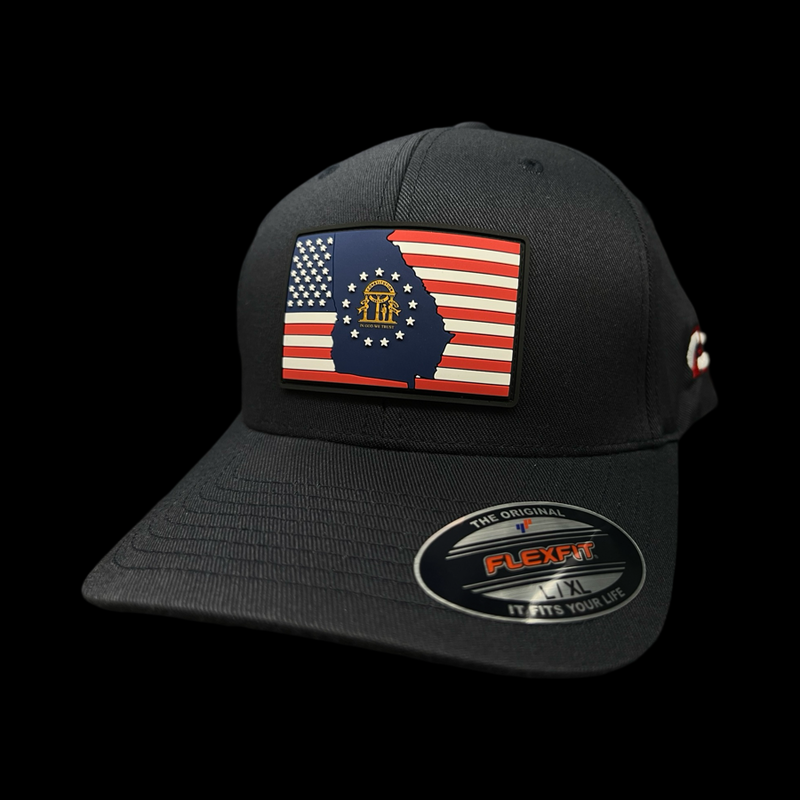 Flexfit 6277 Hometown Georgia Dark Navy Patriotic Performance Cotton Fitted Hat