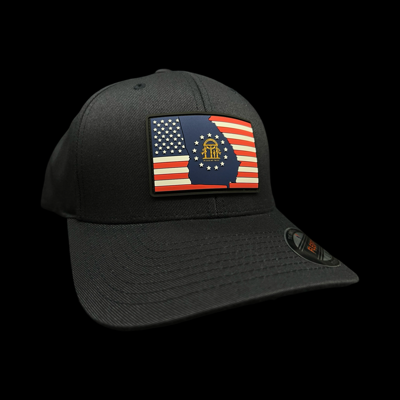 Flexfit 6277 Hometown Georgia Dark Navy Patriotic Performance Cotton Fitted Hat