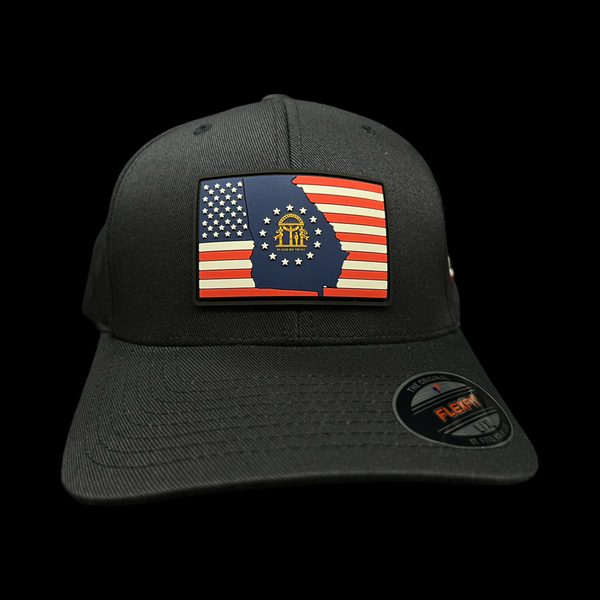 Flexfit 6277 Hometown Georgia Dark Navy Patriotic Performance Cotton Fitted Hat