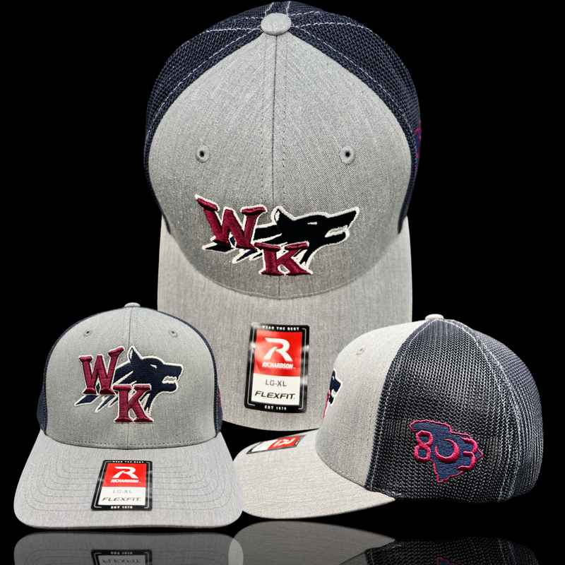 PRE-SALE: Richardson Heather Black 3D Fitted Trucker Hat - White Knoll Youth Football and Cheer Fundraiser