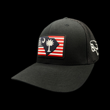 Flexfit Black Old Glory SC State Performance PVC Patch Fitted Trucker Hat