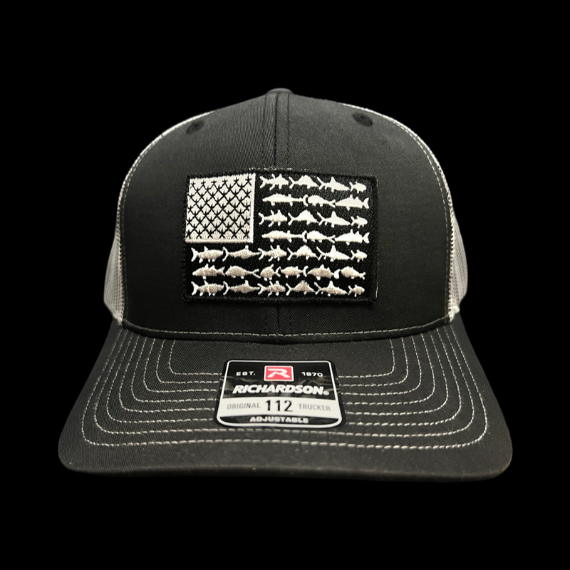 Hometown Fishing Black Steel Fish Patch Trucker Hat