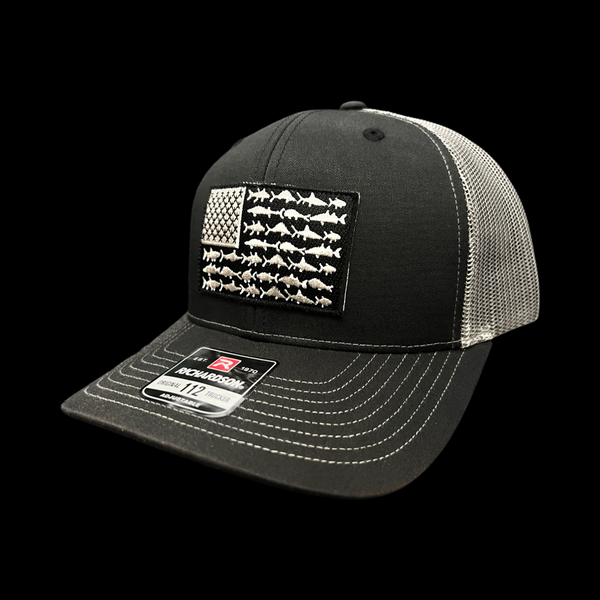 Hometown Fishing Black Steel Fish Patch Trucker Hat