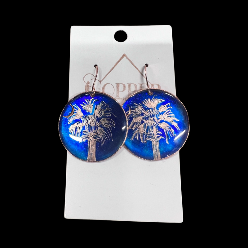 Palmetto Moon Copper Resin Earrings