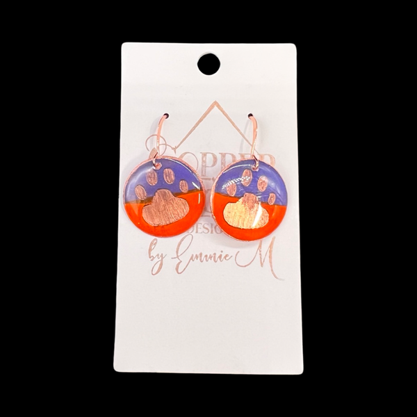 Clemson Tiger Paw Copper Resin Earrings